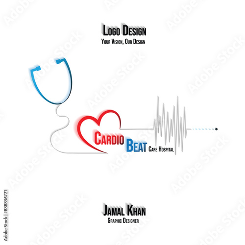 A Logo for a Hospital. Hospital Logo for Cardiology. Cardio Beat Care Hospital Logo. Medical logo.
