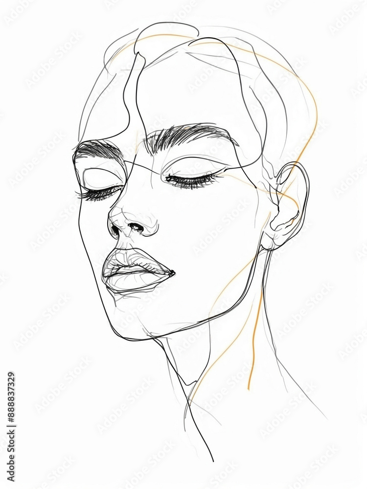 Elegant Minimalist Line Art of a Beautiful Woman Elegant Minimalist Line Art of a Beautiful Woman