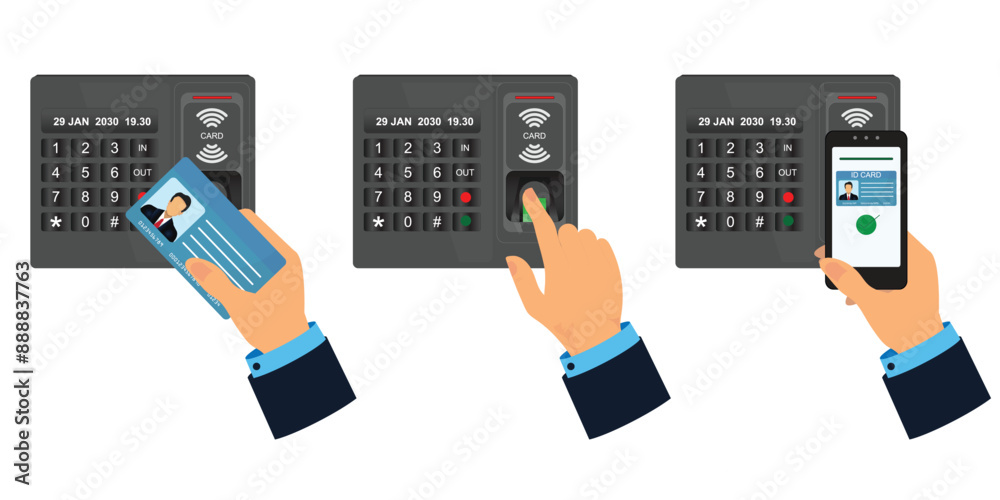 Set of password and fingerprint security device at office or home door. Set of password and fingerprint security device at office or home door.
