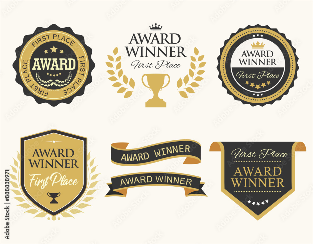 Award winner retro vintage badges and labels collection