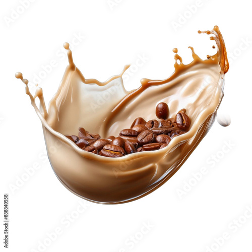 Milk liquid swirl splash and little bubbles isolated on transparent png background, liquid fluid element flowing in form of wave.