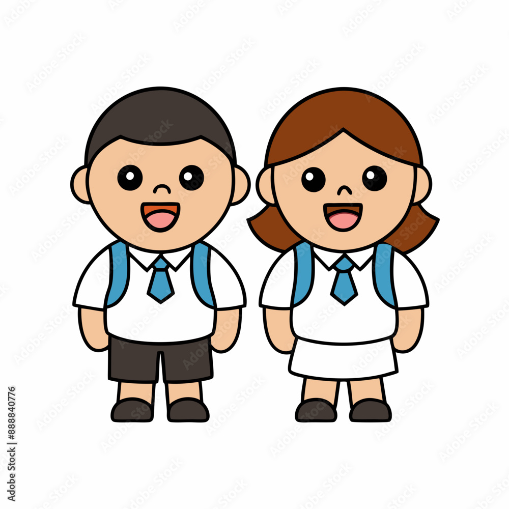 Group of pupils with backpacks wearing a school uniform Group of pupils with backpacks wearing a school uniform