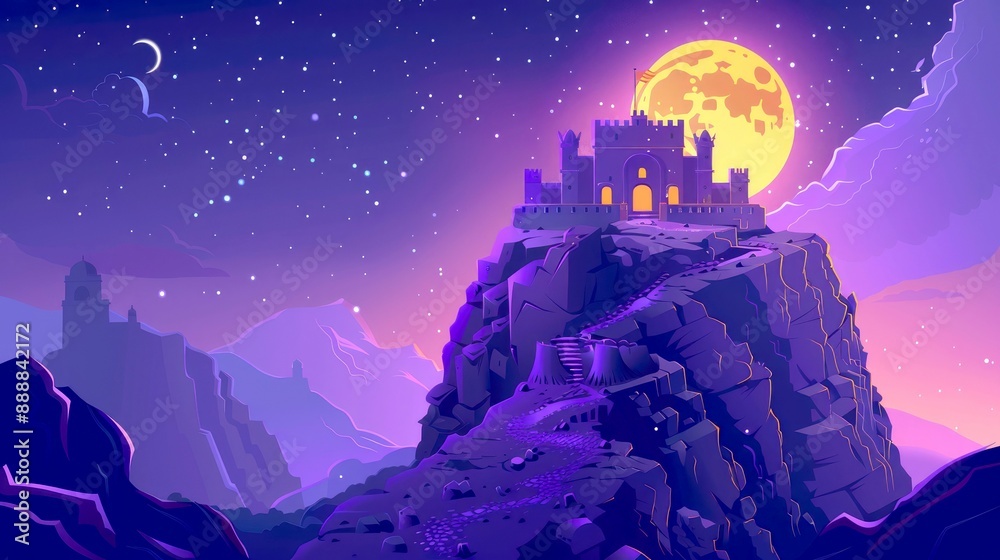 Naklejka premium palace on mountain vector art