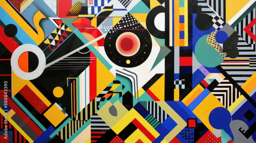 Vibrant geometric shapes overlapping in dynamic patterns Vibrant geometric shapes overlapping in dynamic patterns