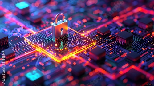 Digital data privacy, colorful design,