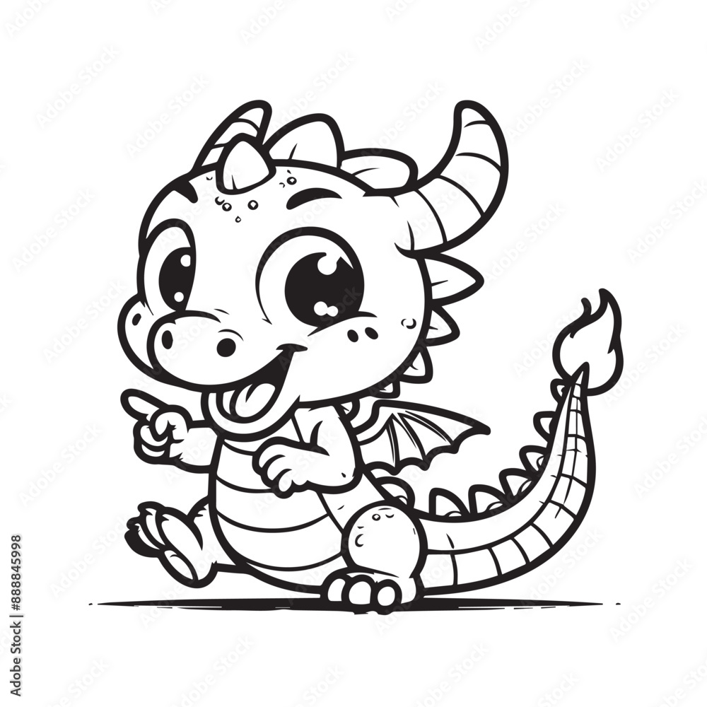 Obraz premium Vector Ilustration Cartoon Dragon