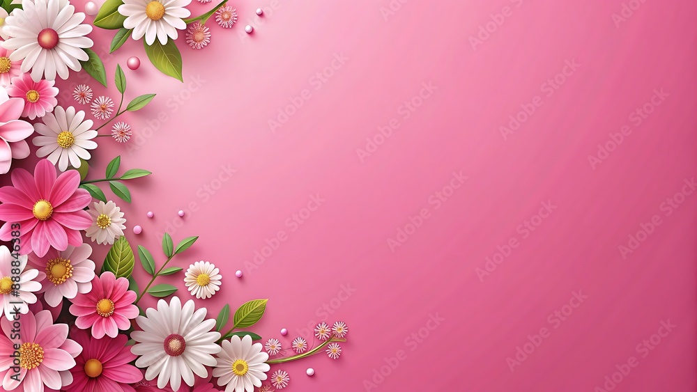 Pink Floral Border on Pink Background. Pink Floral Border on Pink Background.