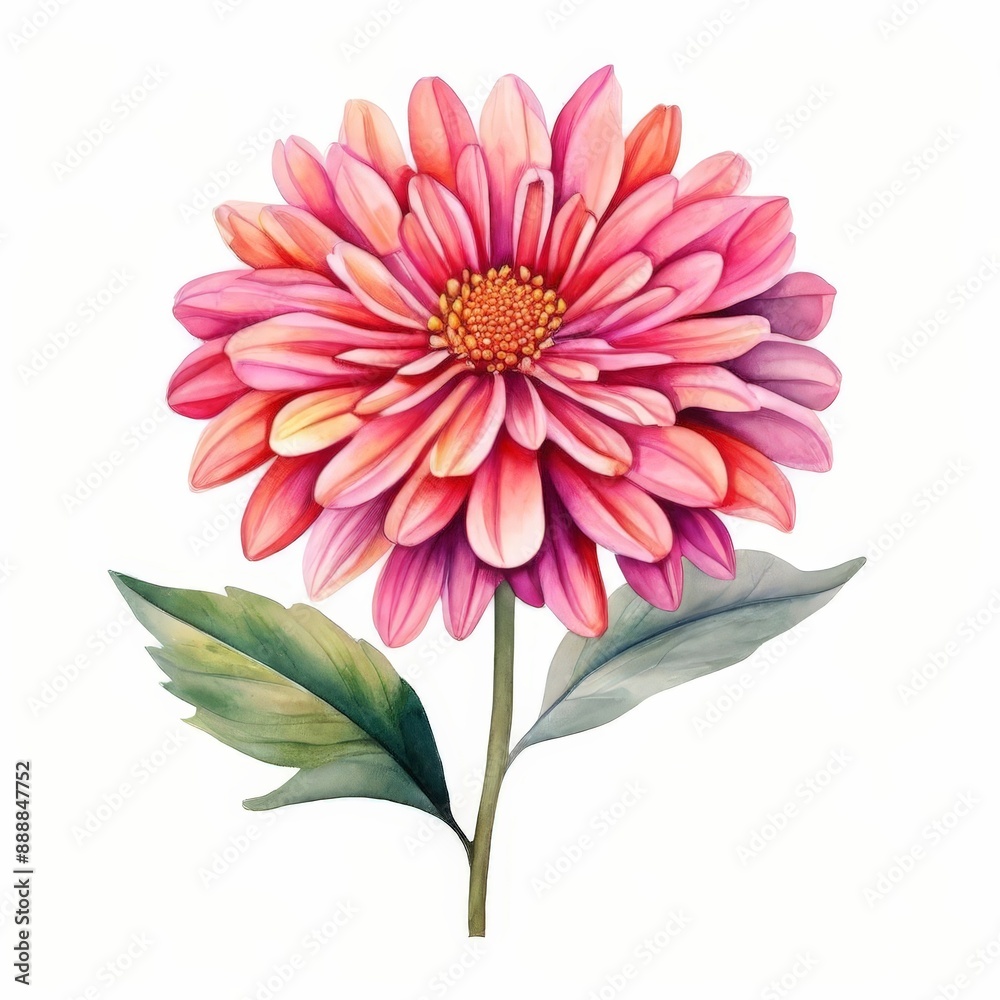Pink Dahlia Flower Watercolor Illustration. Pink Dahlia Flower Watercolor Illustration.