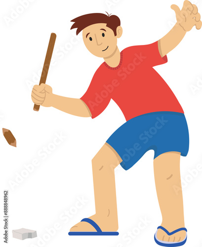 Local Indian sport of Gilli Danda or Tipcat