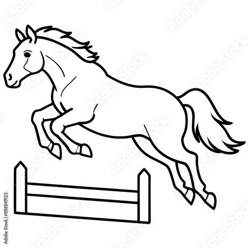 horse is jumping illustration vector line art