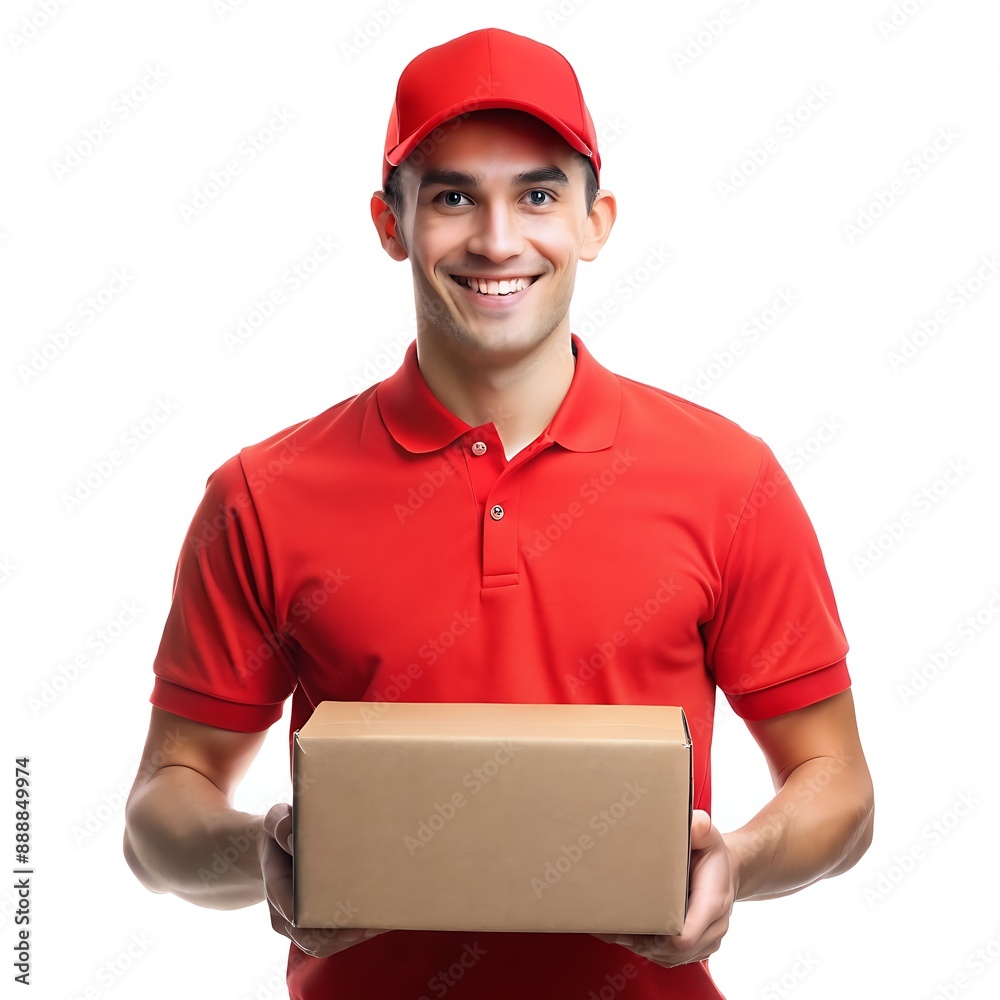 Happy Delivery Man Holding a Package. Happy Delivery Man Holding a Package.