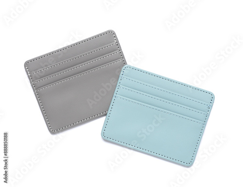 Credit card holders on white background photo