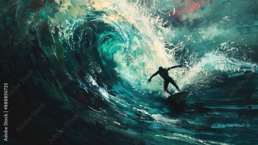 Surfer surfing ocean wave. Surfer surfing ocean wave.