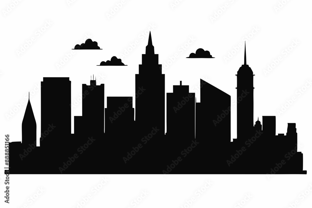 Obraz premium Boston City Massachusetts Skyline Silhouette Cityscape Vector