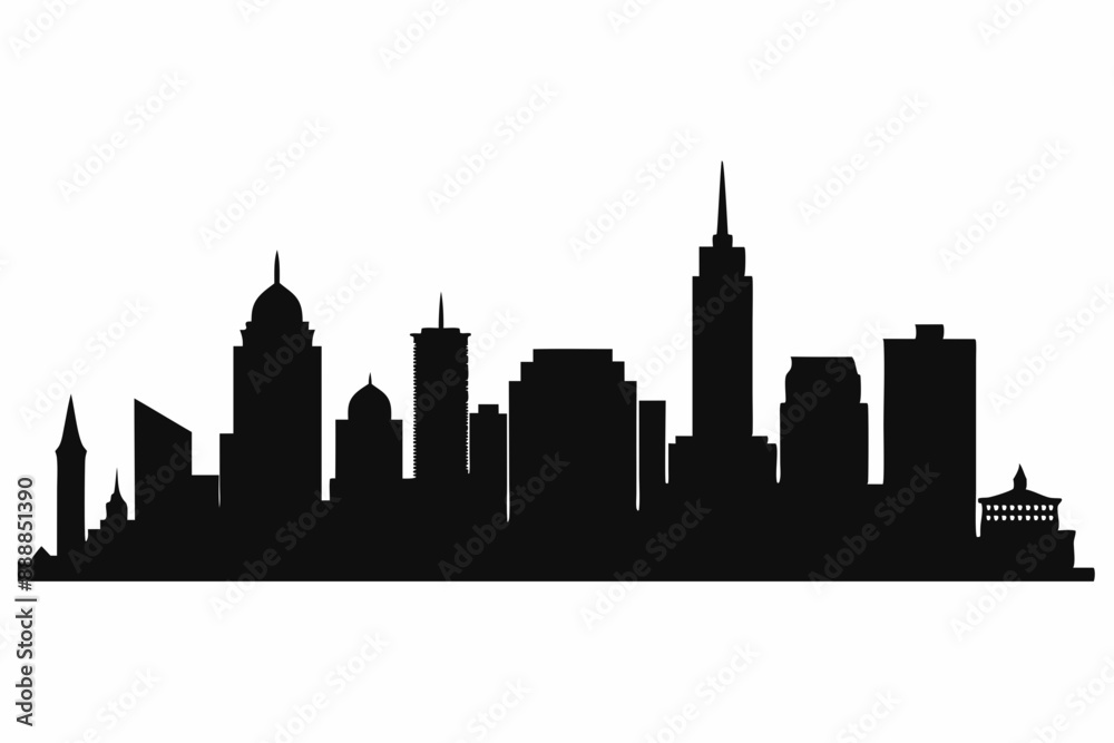 Boston City Skyline Silhouette, City buildings black Silhouette vector Boston City Skyline Silhouette, City buildings black Silhouette vector