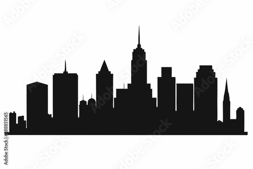 Boston City Skyline Silhouette, City buildings black Silhouette vector
