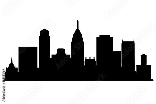 Boston City Skyline Silhouette, City buildings black Silhouette vector