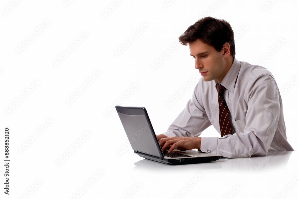 Professional Banner with Man Using Laptop Professional Banner with Man Using Laptop
