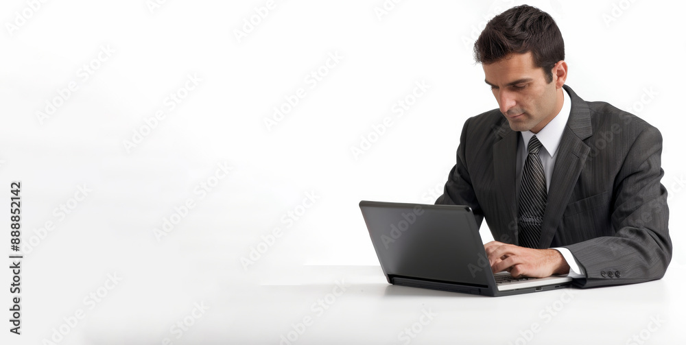 Professional Banner with Man Using Laptop Professional Banner with Man Using Laptop