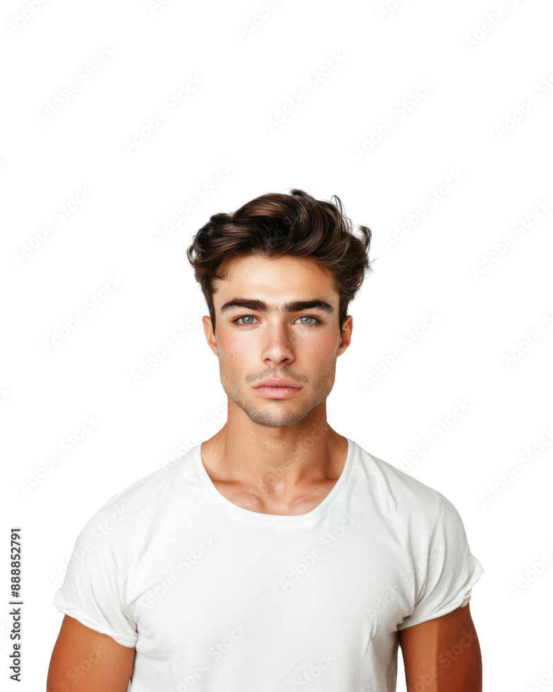 Portrait of Young Man with Slightly Feminine Features and Light Makeup Isolated on Transparent Background Portrait of Young Man with Slightly Feminine Features and Light Makeup Isolated on Transparent Background