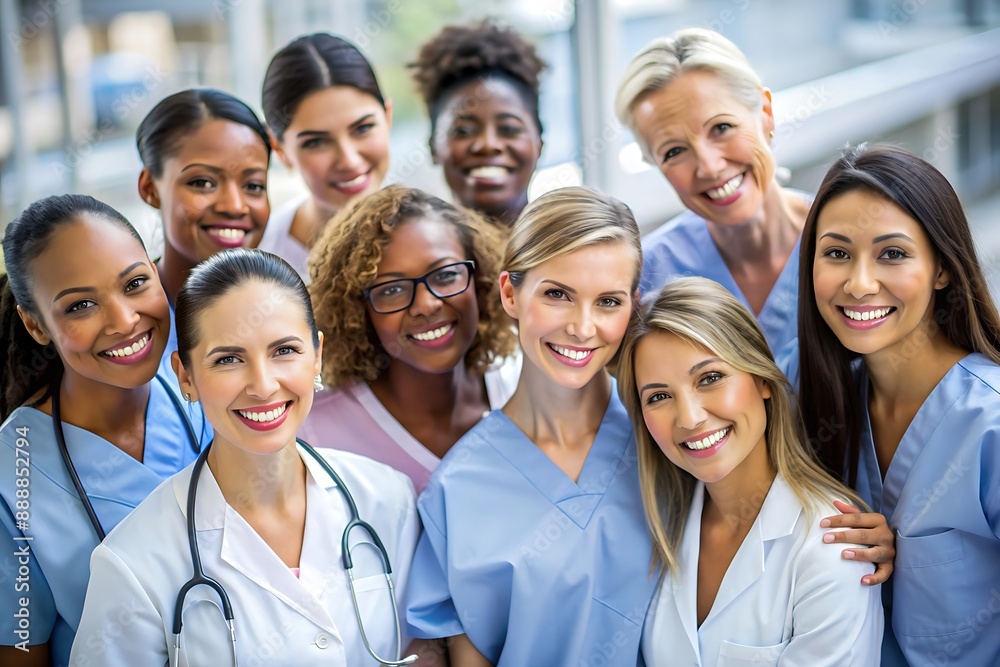 Diverse Group of Female Doctors and Nurses Smiling Diverse Group of Female Doctors and Nurses Smiling