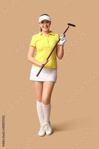 Beautiful female golfer on ...
