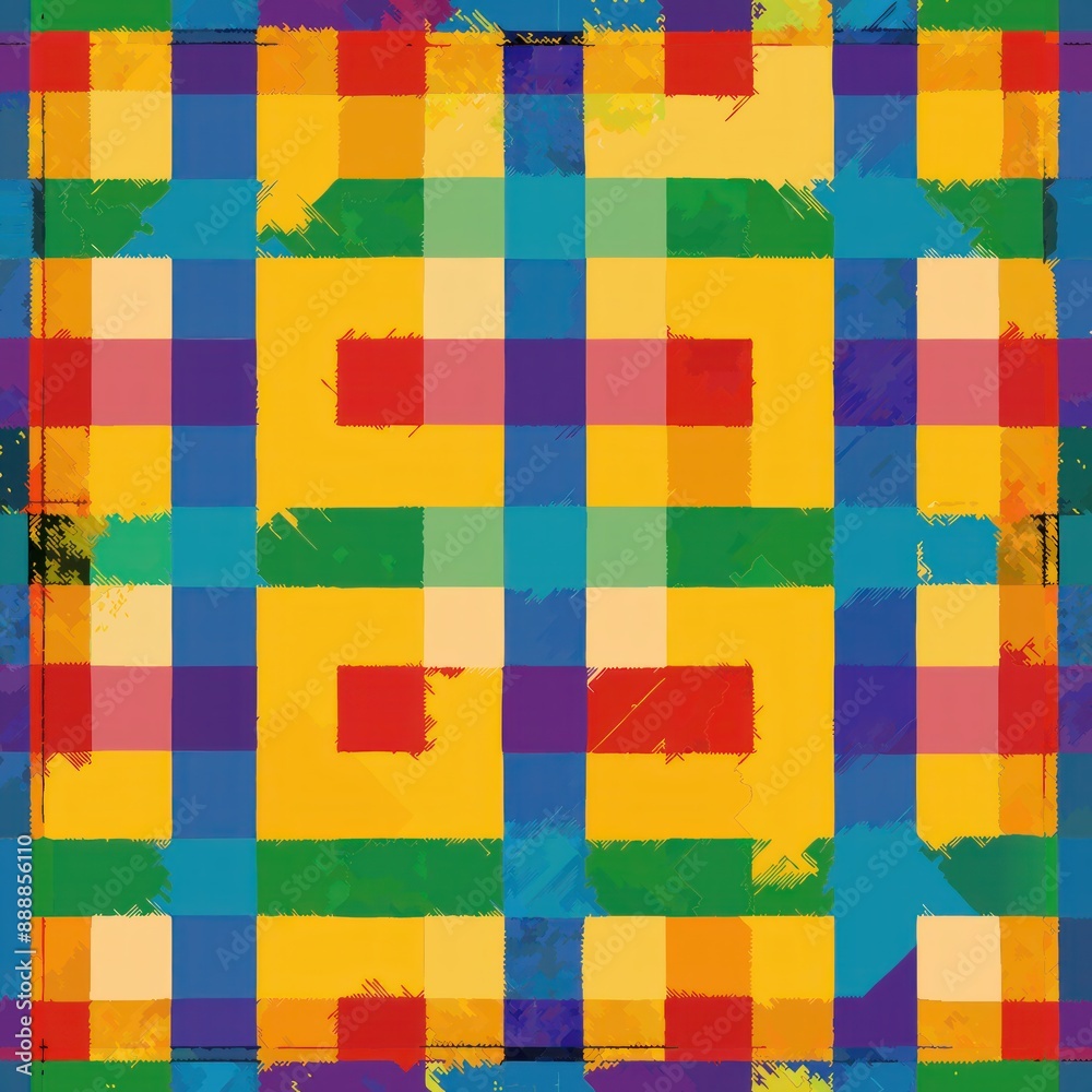 seamless pattern of multicolored gingham, combining different hues for a vibrant design, Generative AI seamless pattern of multicolored gingham, combining different hues for a vibrant design, Generative AI