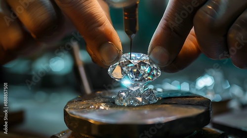 Obraz na płótnie In the workshop a male jeweler examined a diamond ring w salonie