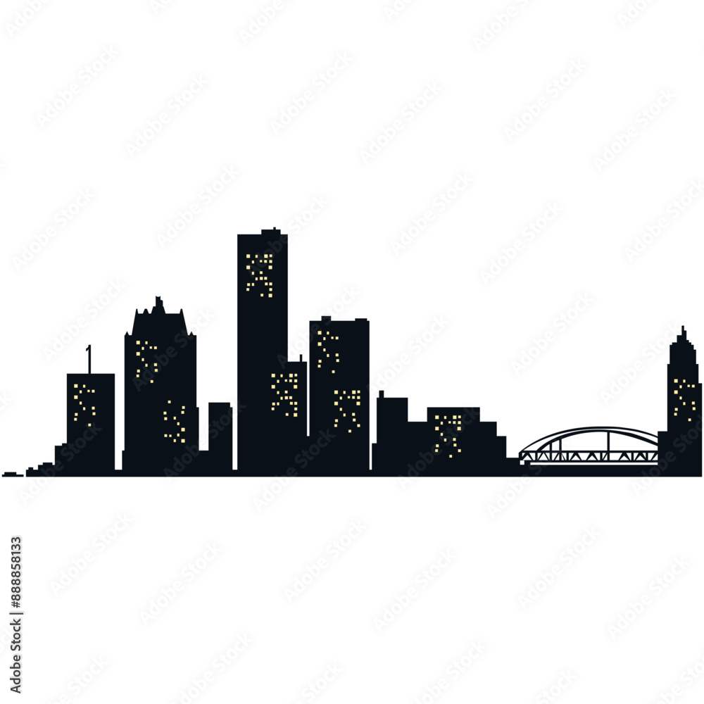 Naklejka premium City Silhouette Night