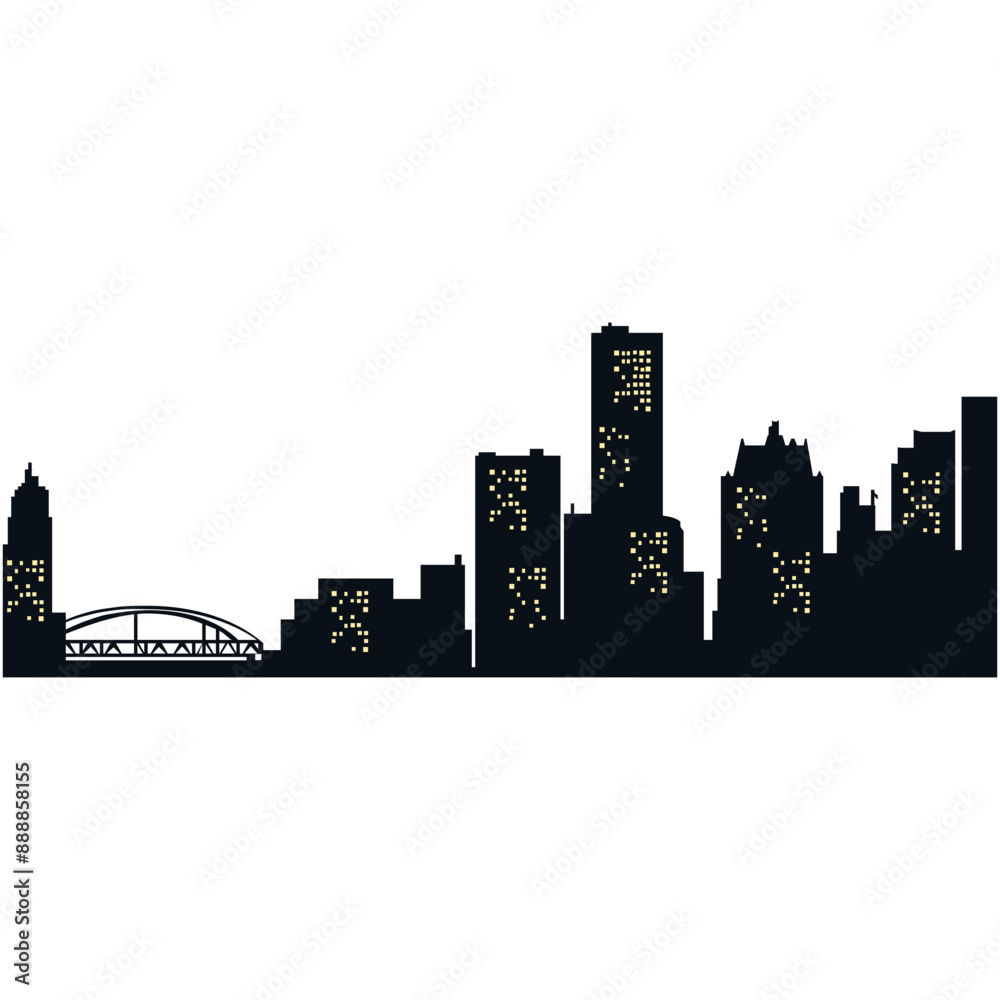 Naklejka premium City Silhouette Night