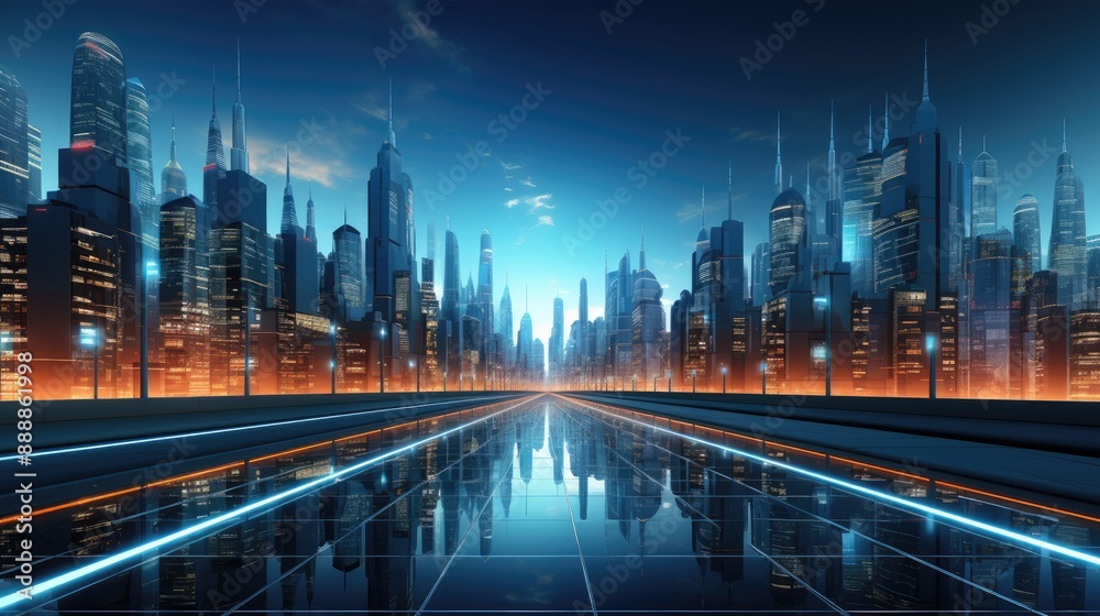 Technological Lines Composed of Cities, Deep Navy Blue and Sky Blue Style, 8k Resolutio Technological Lines Composed of Cities, Deep Navy Blue and Sky Blue Style, 8k Resolutio