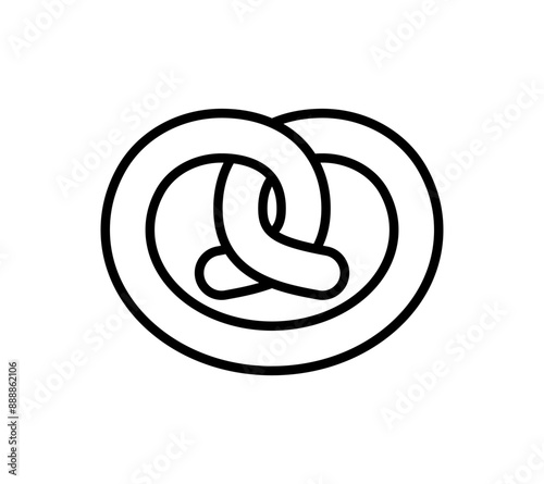 Pretzel outline icon isolated on white background. Bavarian german bretzel. Oktoberfest symbol. Vector illustration.