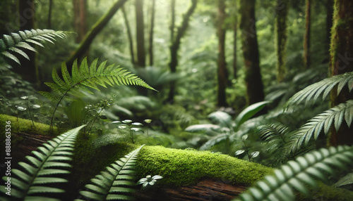 green fern in the forest