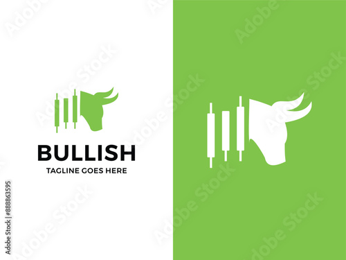 bullish bull symbols of stock market trends vector template