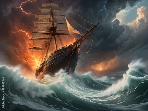 The beauty of the sea and the fury of the storm all in one painting 