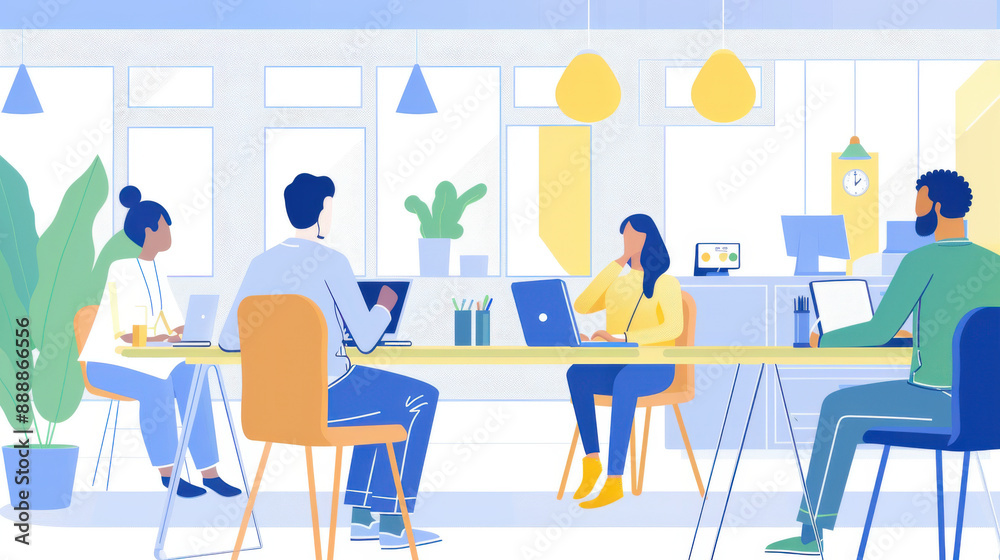 Cheerful diverse Indian managers collaborating in a bright, modern office environment Cheerful diverse Indian managers collaborating in a bright, modern office environment