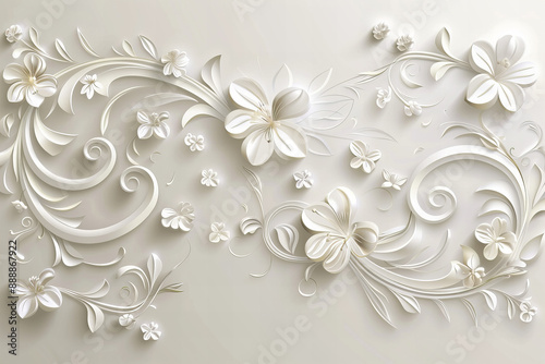 Wallpaper Mural Elegant White Floral Wedding Background with Delicate Lace and Soft Light Bokeh for Romantic Celebrations Torontodigital.ca