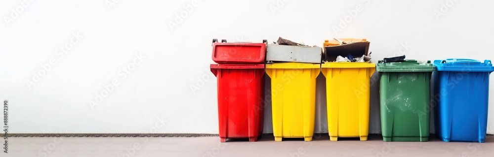 Utilization of garbage, waste. Ecological concept of separate collection. AI generated.