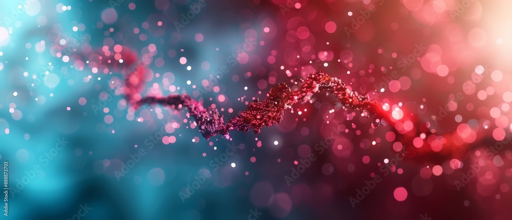A tight shot of a red-blue blend backdrop, featuring a softly focused string of red and blue beads A tight shot of a red-blue blend backdrop, featuring a softly focused string of red and blue beads