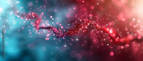  A tight shot of a red-blue blend backdrop, featuring a softly focused string of red and blue beads photo