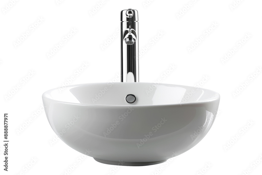 Chic ceramic basin and mixer isolated on transparent background Chic ceramic basin and mixer isolated on transparent background
