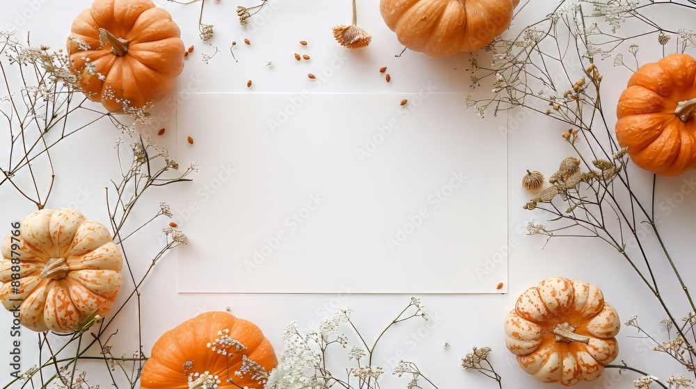 Empty white card with pumpkin Empty white card with pumpkin