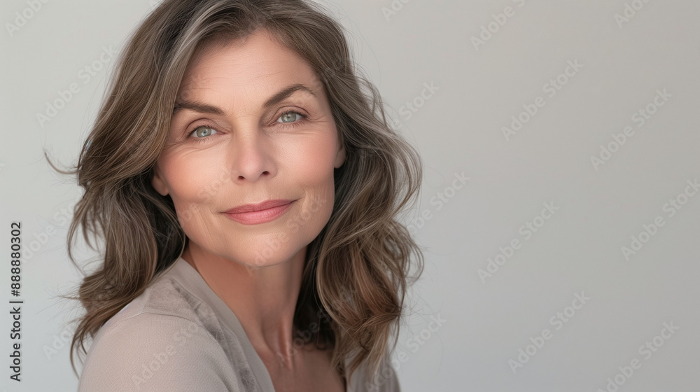 Portrait of an elderly middle-aged woman looking at the camera lens with a gentle smile. Her skin is radiant and healthy, which reflects her care for beauty and cosmetic care.
Portrait of an elderly middle-aged woman looking at the camera lens with a gentle smile. Her skin is radiant and healthy, which reflects her care for beauty and cosmetic care.