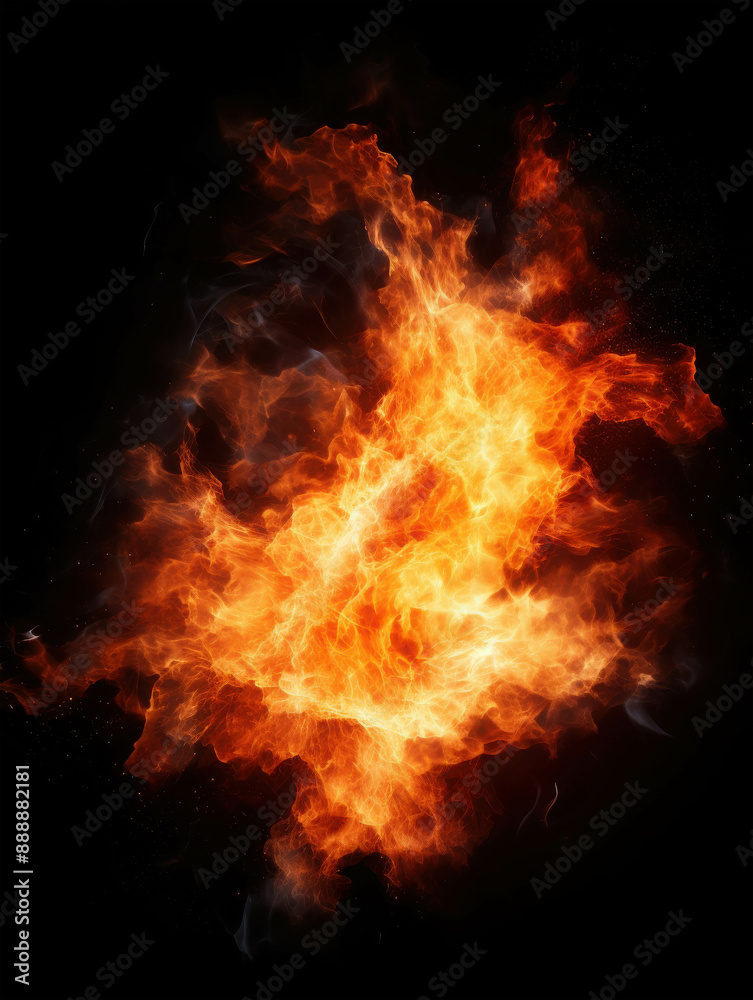 Fototapeta premium A Dramatic and Intense Burst of Fiery Flames Illuminating the Darkness with Brilliant Light
