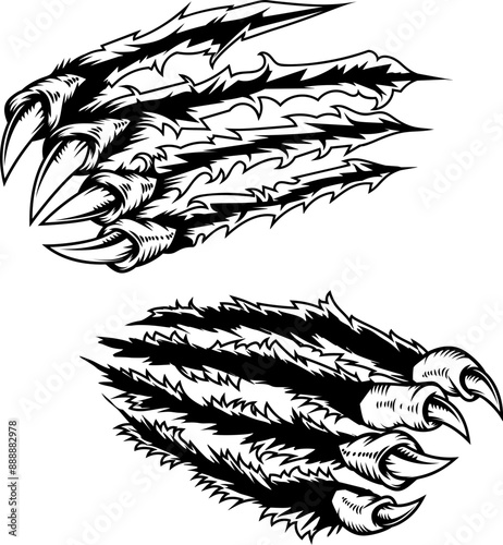 Monster claws scratching background. For poster, t shirt, decoration. Vector illustration