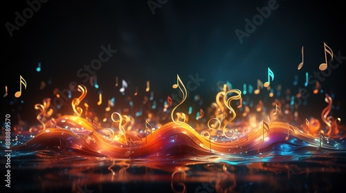 Infinite musical notes, art and music 3d rendering conceptual background