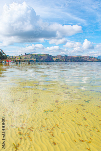 Serene Waters at Laguna de Tota, Boyaca. Colombian Andean Beach photo