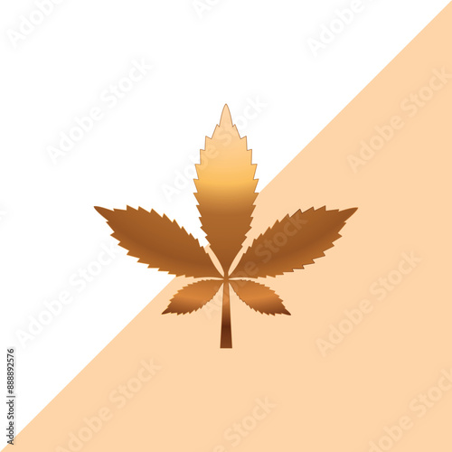 golden Marijuana cannabis herbal leaf in full vector 