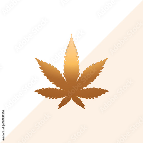 golden Marijuana cannabis herbal leaf in full vector 