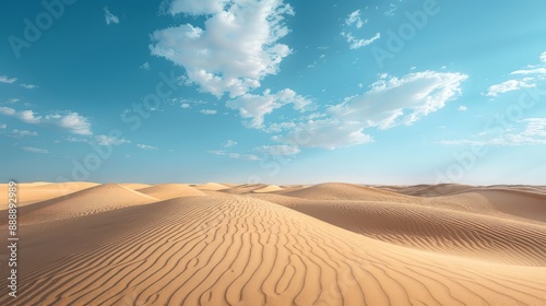Fototapeta Naklejka Na Ścianę i Meble -  Desert dunes with a pure plain sky with clouds